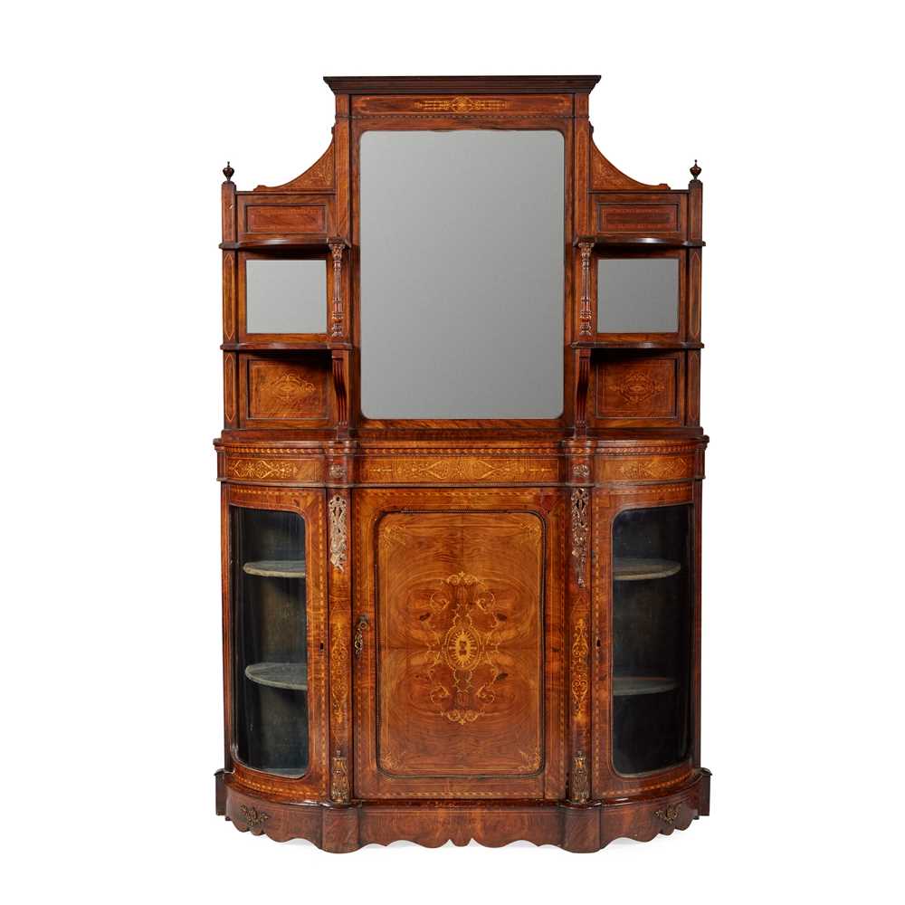 Appraisal: VICTORIAN WALNUT INLAY AND GILT METAL MOUNTED CREDENZA AND MIRROR