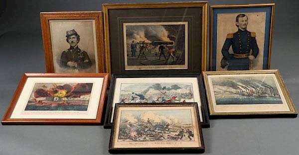 Appraisal: A GROUP OF SEVEN VINTAGE CIVIL WAR PRINTS A GROUP