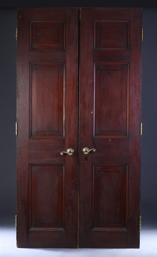 Appraisal: PAIR MAHOGANY PANELLED FRENCH DOORS th century purportedly from the