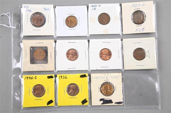 Appraisal: ELEVEN EARLY PENNIES Years include VDB -S -S -S two