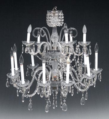 Appraisal: Crystal chandelier two tiers with five and ten candle style