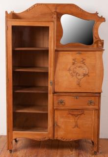 Appraisal: Victorian Oak Side by Side Secretary Bookcase Victorian oak side