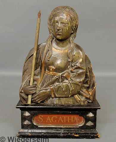 Appraisal: Continental carved figure of St Agatha th c with original