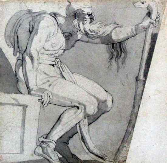 Appraisal: Henry Fuseli - ink and wash Prophet after Michelangelo x