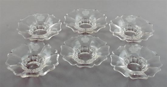 Appraisal: Set of Russian etched crystal bowls early th century outturned