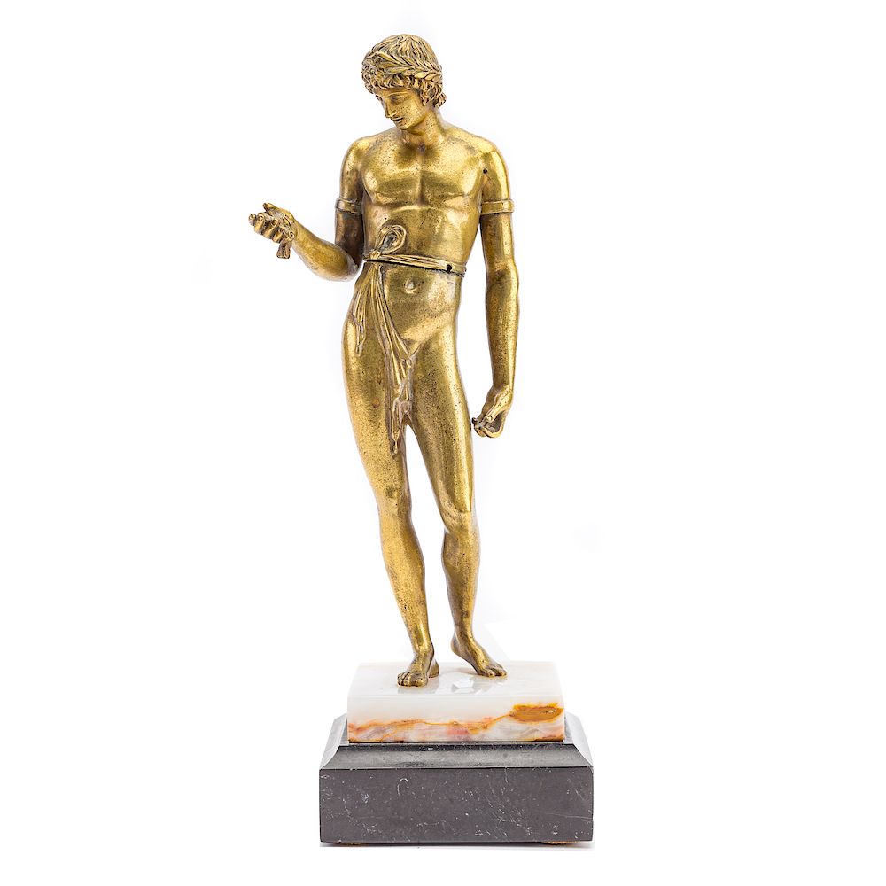 Appraisal: Continental bronze figure of a Classical youth th century gilt