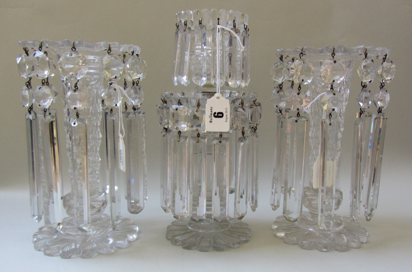 Appraisal: A pair of cut glass clear lustres late th century