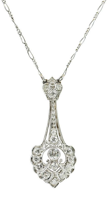 Appraisal: Antique Platinum Diamond Necklace old European and single cut diamonds