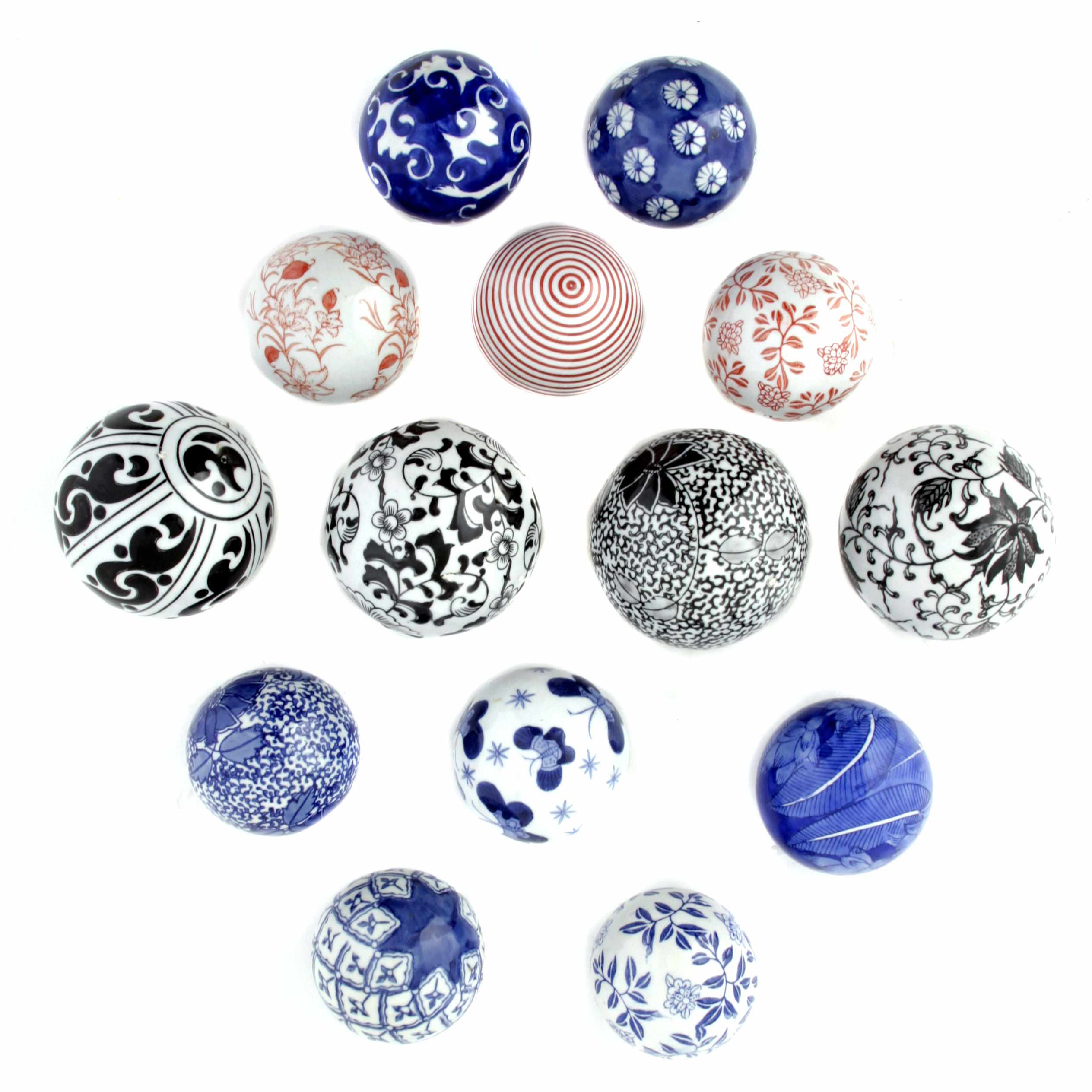 Appraisal: An assembled group of ceramic carpet balls diameters vary