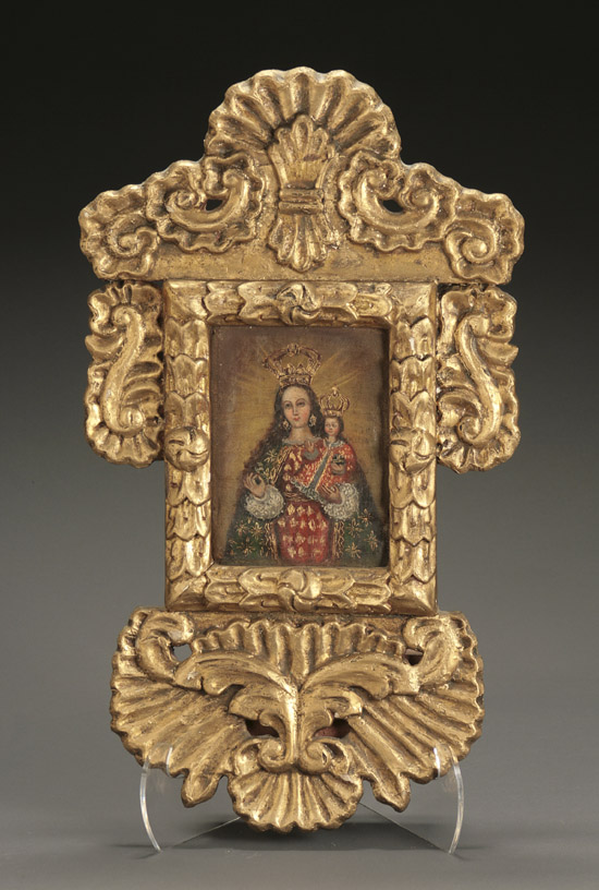 Appraisal: Spanish Colonial School th- th Century Madonna and Child Unsigned