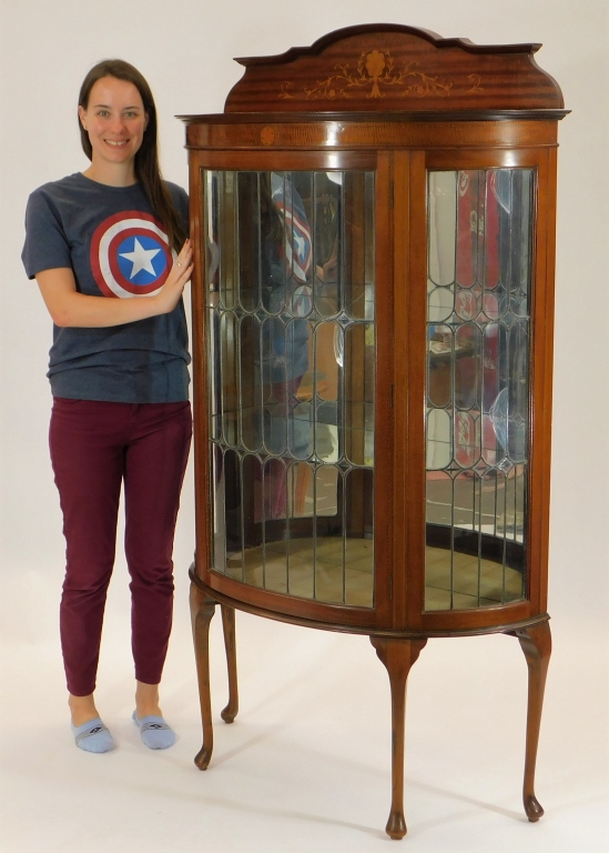 Appraisal: C AMERICAN MAHOGANY LEADED GLASS CHINA CABINET United States th