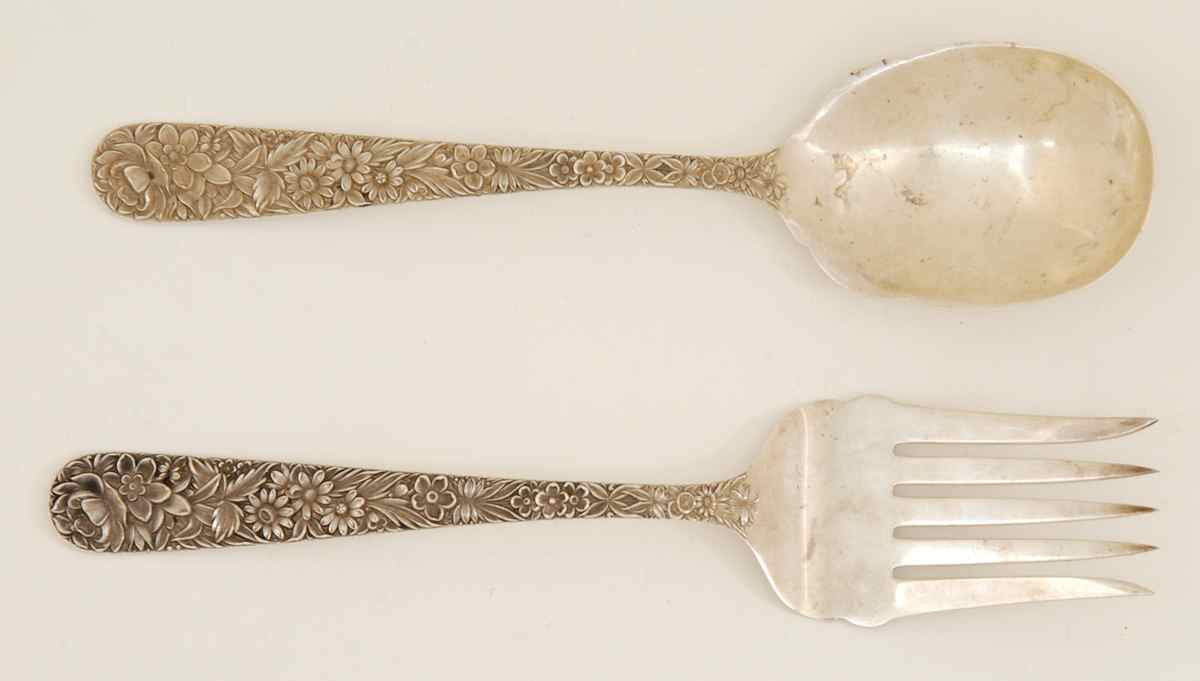 Appraisal: S KIRK SON STERLING SILVER SALAD SET In the Repousse