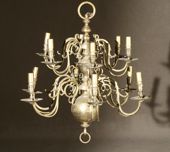 Appraisal: Anglo-Dutch Rococo Style Brass Twelve-Light Chandelier Late th-Early th Century