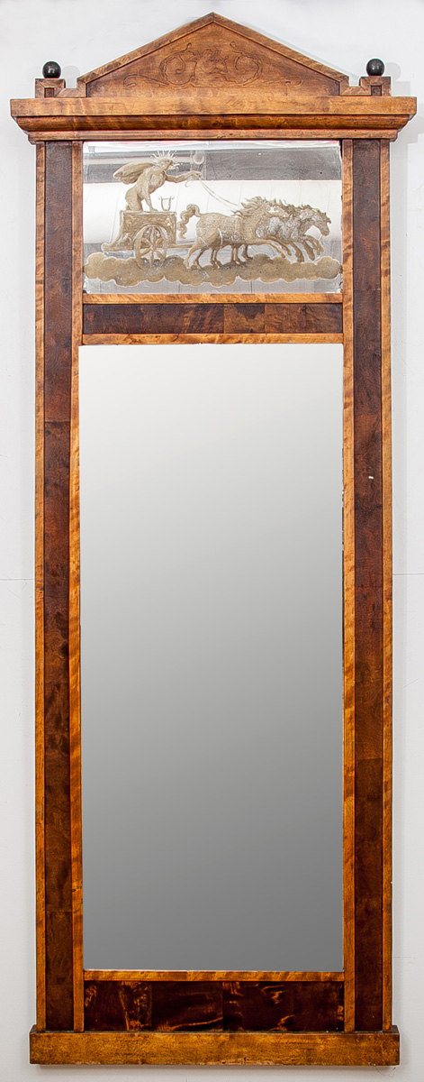 Appraisal: Biedermeier Style Mahogany and Birch Pier Mirror x x in