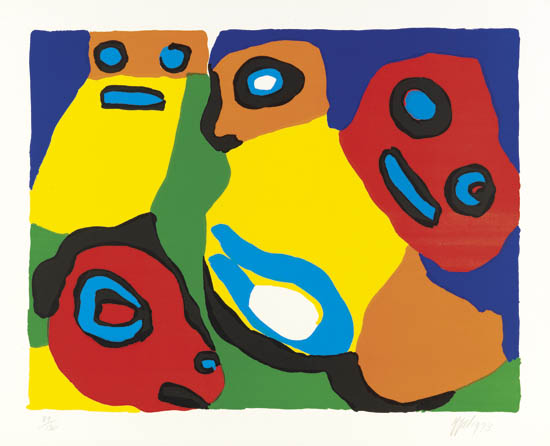 Appraisal: KAREL APPEL Three color screenprints Yellow Face Signed dated and