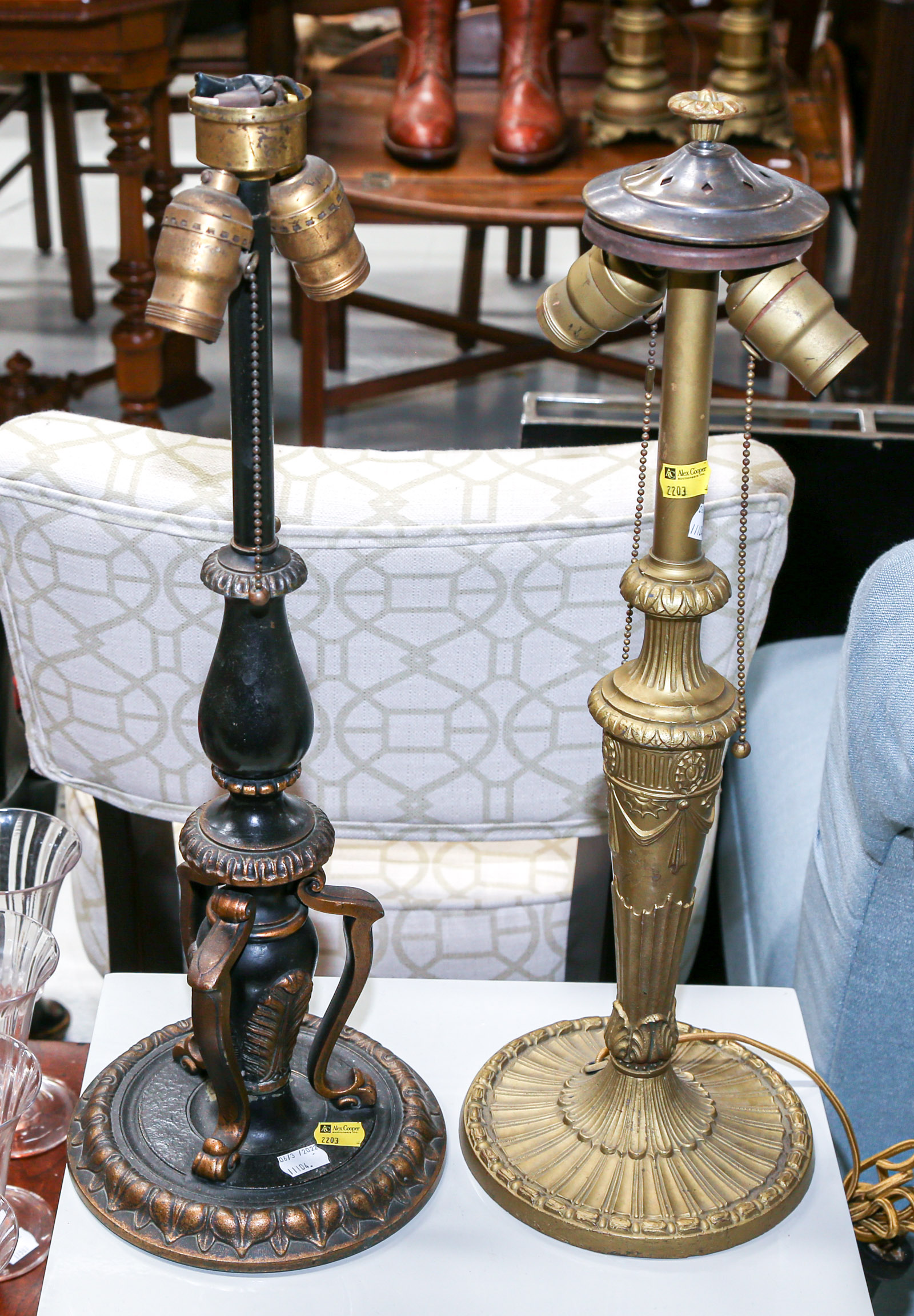 Appraisal: TWO VINTAGE ART DECO TABLE LAMPS nd quarter th century