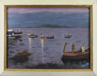 Appraisal: th C Italian Coastal Scene with Gondolas th C Italian