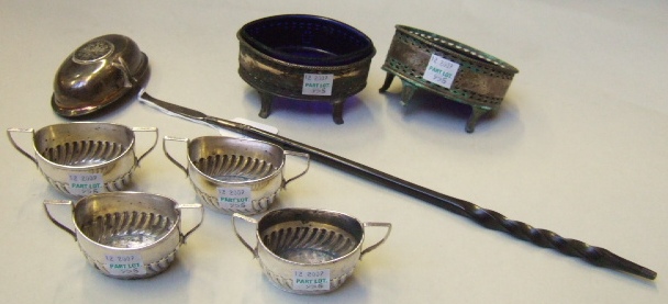 Appraisal: A pair of plated boat shaped Georgian style salts very