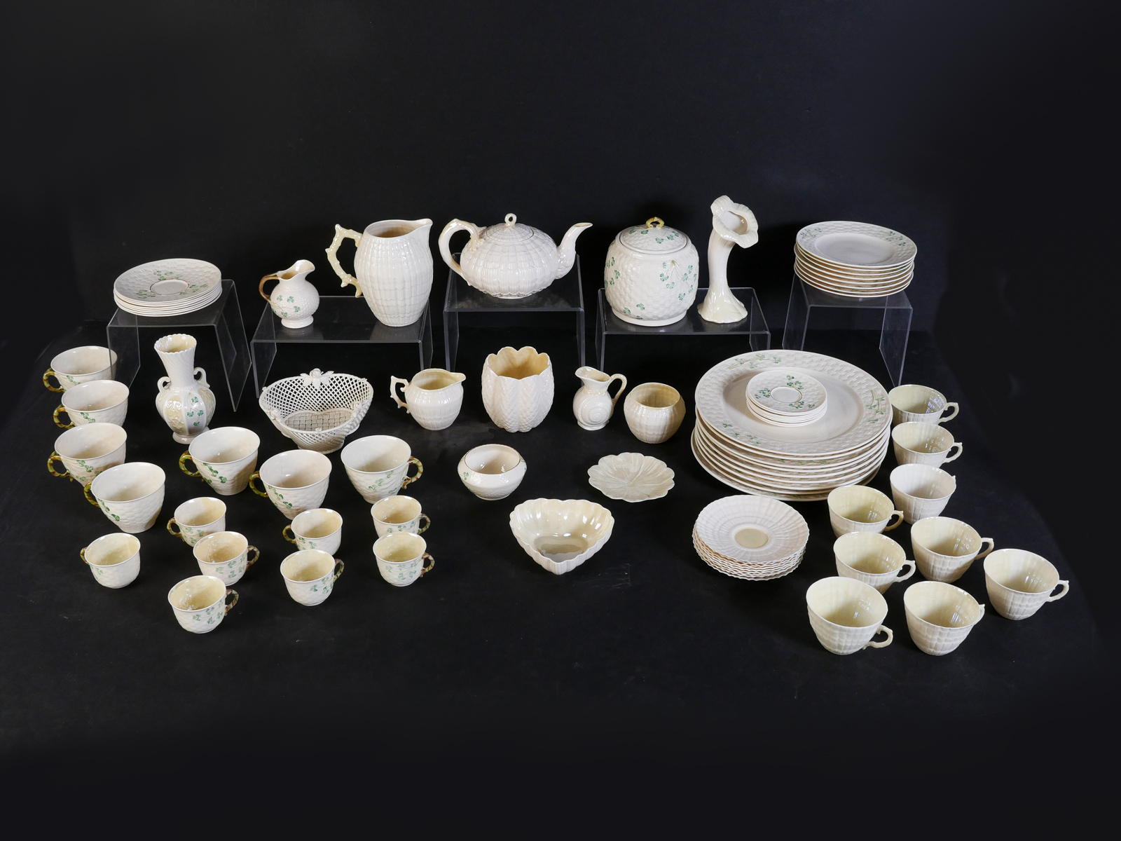 Appraisal: LARGE IRISH BELLEEK COLLECTION Approx pc collection Most have the