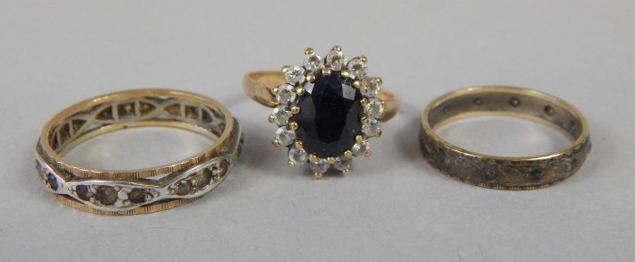 Appraisal: Three dress rings to include a ct gold dress ring