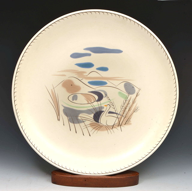 Appraisal: Ruth Paverley for Poole Pottery'Snow Goose' charger circa hand painted