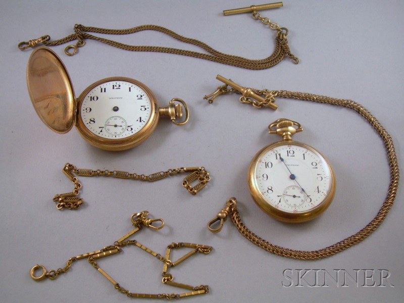 Appraisal: Two Waltham Pocket Watches together with four chains