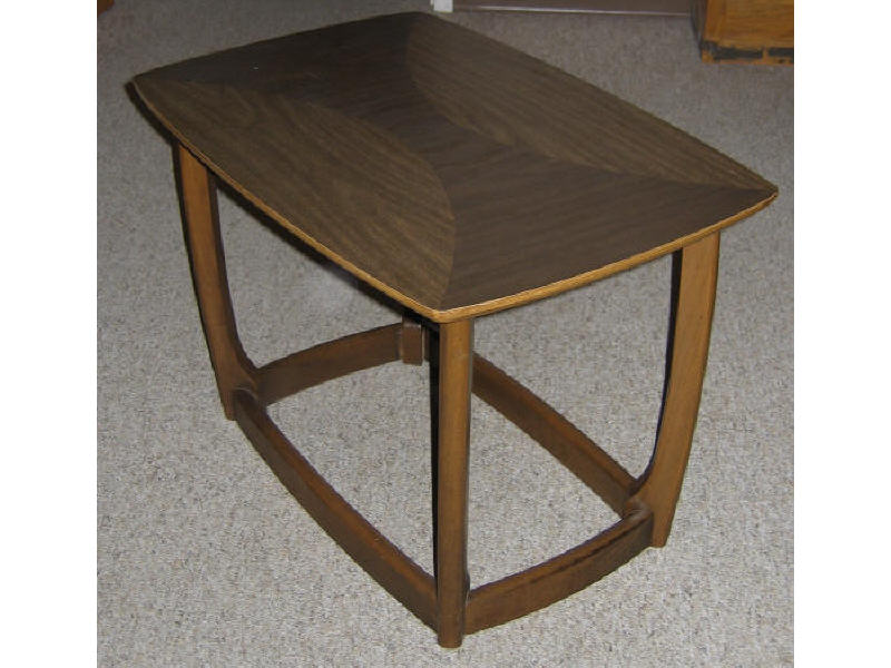 Appraisal: PAIR DANISH MODERN STYLE END TABLES of slightly rounded rectangular