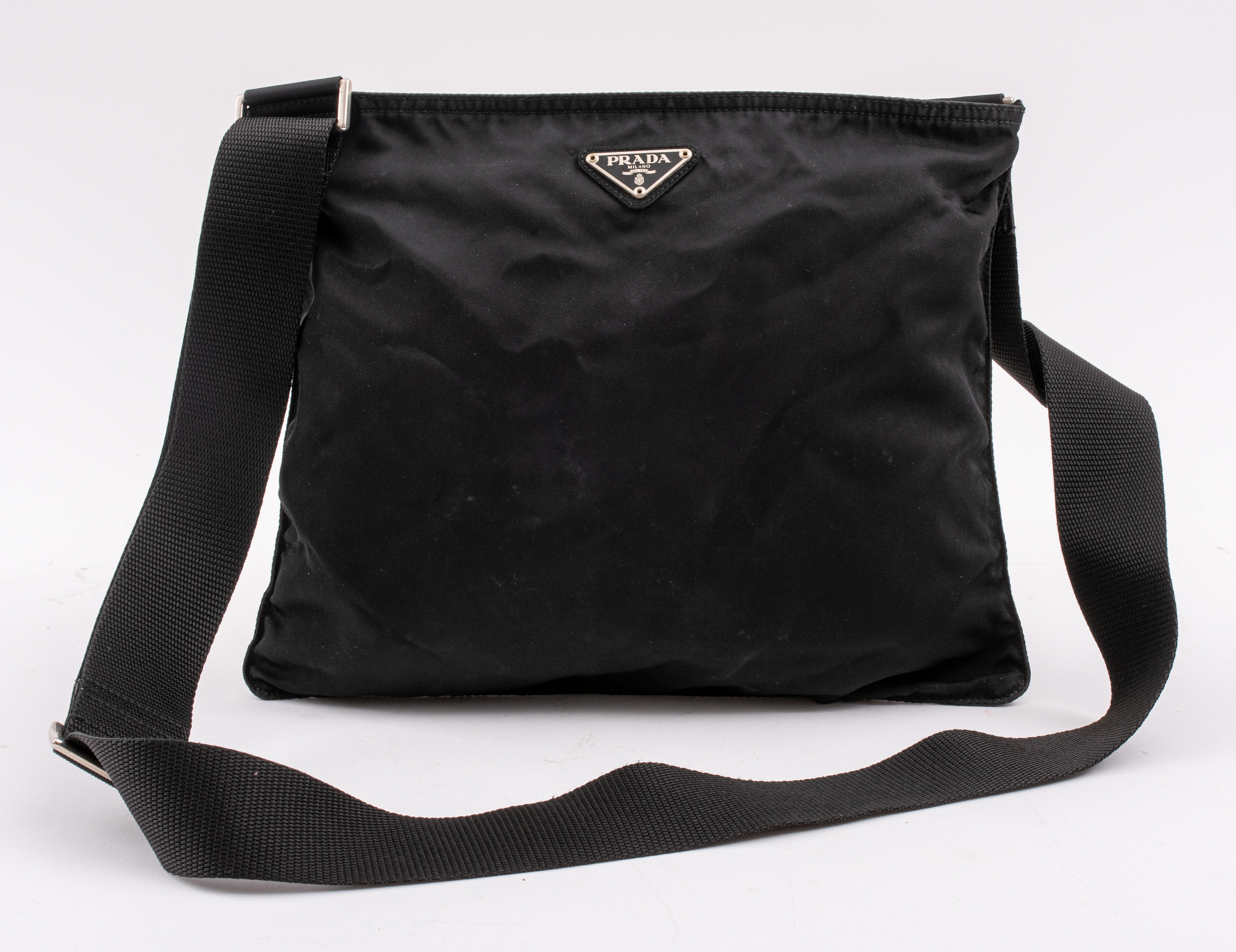 Appraisal: PRADA BLACK NYLON CROSS-BODY HANDBAG Prada black nylon cross-body handbag