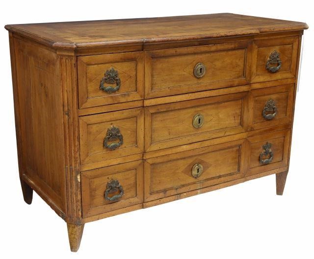 Appraisal: Italian Neoclassical walnut commode th c having banded top over