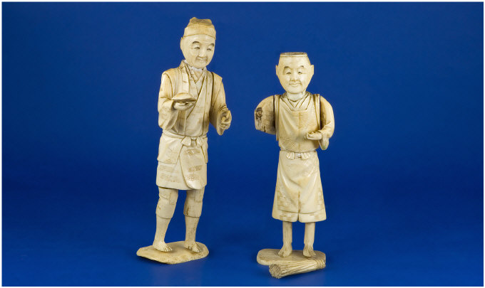 Appraisal: Two Japanese Ivory Figures Height Inches A F