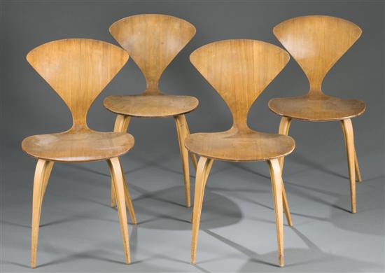 Appraisal: Set of Norman Cherner modern walnut side chairs c 's