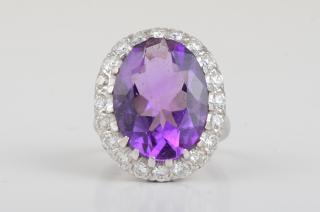 Appraisal: Amethyst Diamond Cluster Ring K white gold amethyst diamond cluster