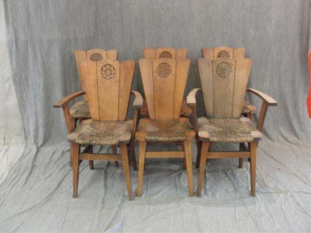 Appraisal: Oak Arts and Crafts Style Chairs As is From a