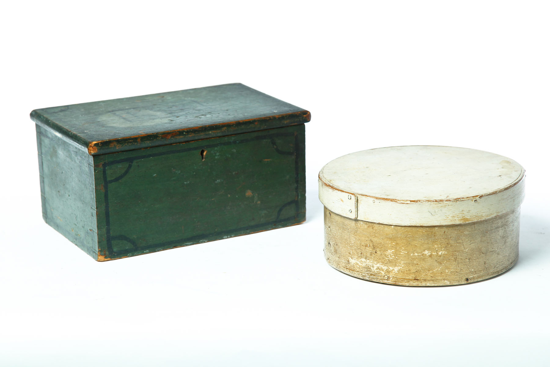 Appraisal: TWO BOXES American nd half- th century Round pantry box