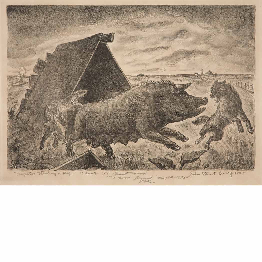 Appraisal: John Steuart Curry - COYOTES STEALING A PIG COLE Lithograph