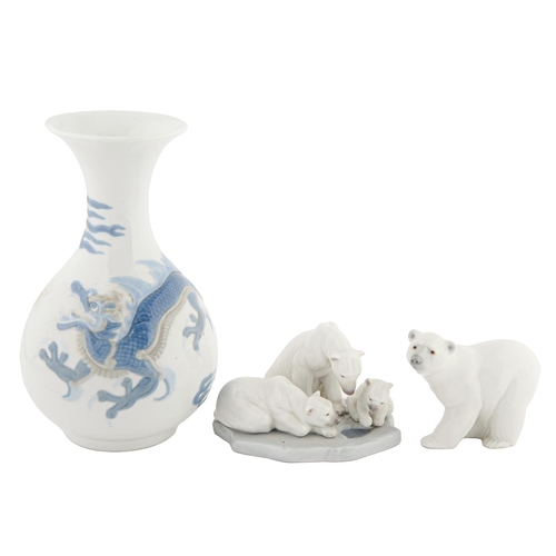 Appraisal: Two Lladro models of polar bears and a Lladro Chinese