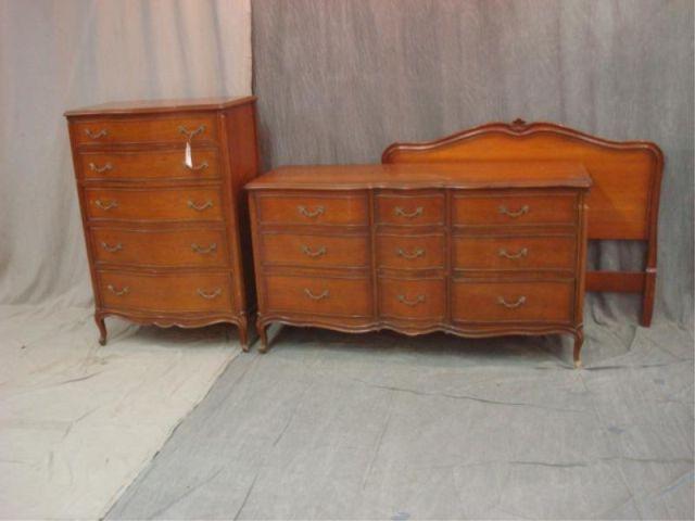 Appraisal: Louis XV Style Fruitwood Partial Bed Set From a Purchase