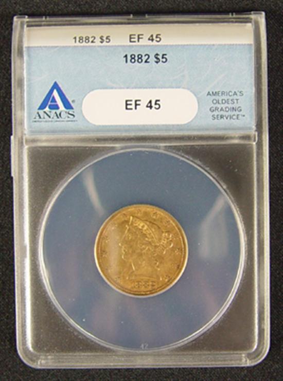 Appraisal: Liberty Gold Coin ANACS certified and graded XF