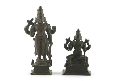 Appraisal: Two small Indian copper figures of Vishnu th th century