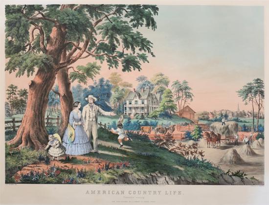 Appraisal: NATHANIEL CURRIER AMERICAN COUNTRY LIFE SUMMER'S EVENING Hand-colored lithograph -