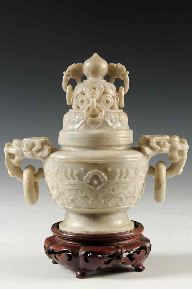 Appraisal: CHINESE MARBLE CENSER - Early Chinese Marble Censer in Archaic