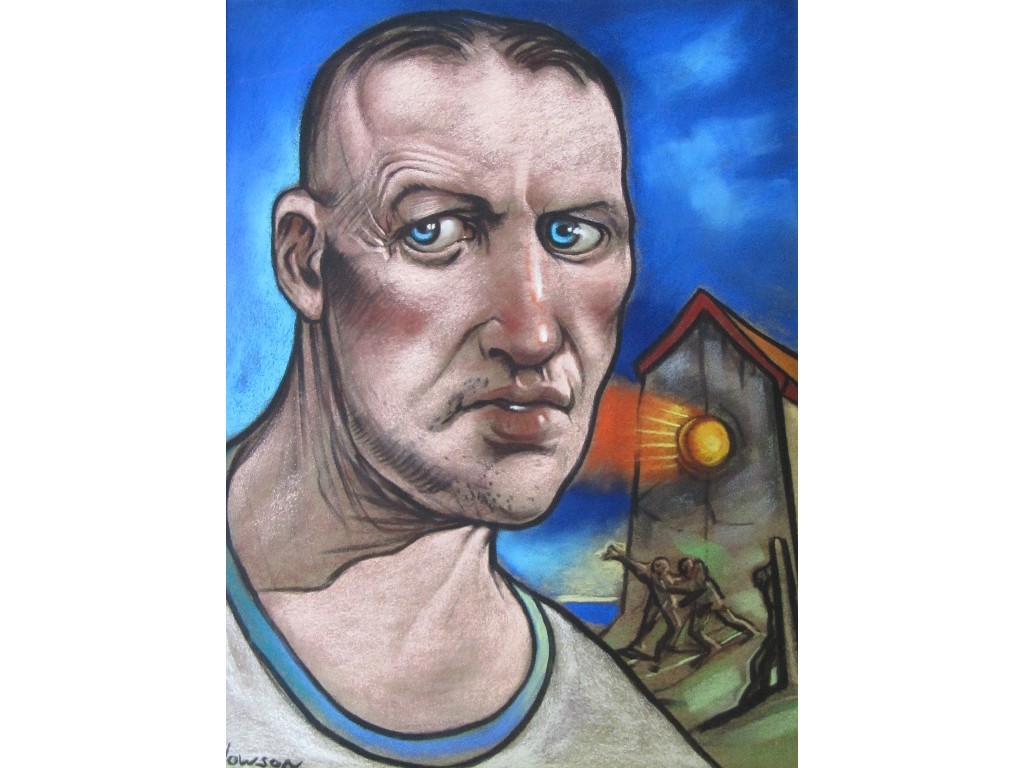 Appraisal: PETER HOWSON OBE b PORTRAIT HEAD Pastel signed x cm