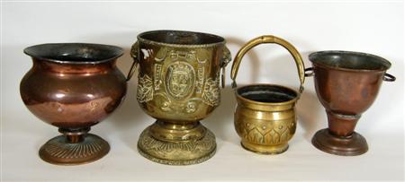 Appraisal: CONTINENTAL BRASS JARDINIERE TH CENTURY with lions' mask and loop