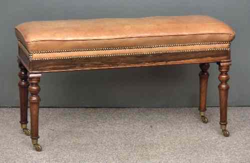 Appraisal: A William IV rosewood rectangular ''Duet'' stool window seat upholstered