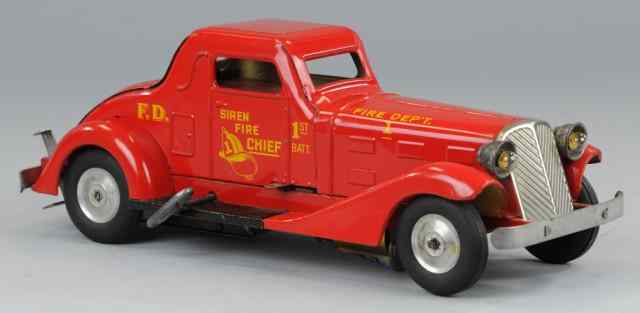 Appraisal: MARX FIRE CHIEF CAR C pressed steel painted in red