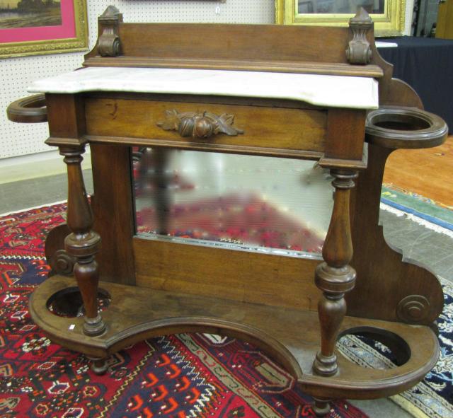 Appraisal: Victorian Petticoat Table circa s marble insert top fruit and