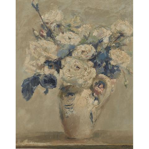 Appraisal: Style of Dietz Edzard - STILL LIFE OF WHITE ROSES