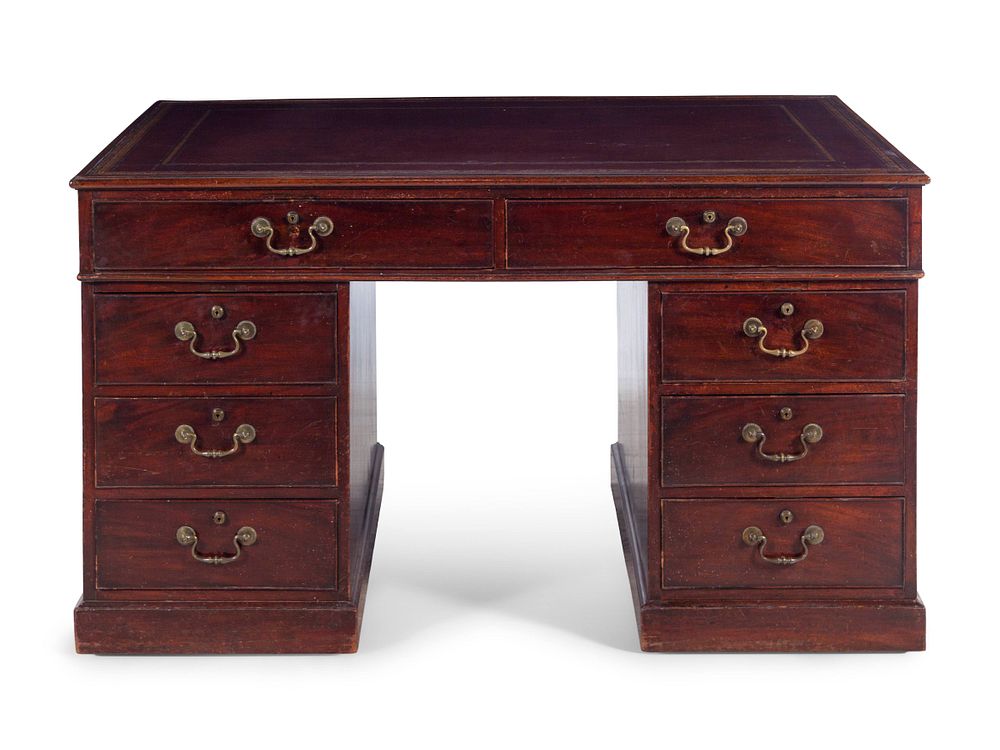 Appraisal: A George III Mahogany Pedestal Desk A George III Mahogany