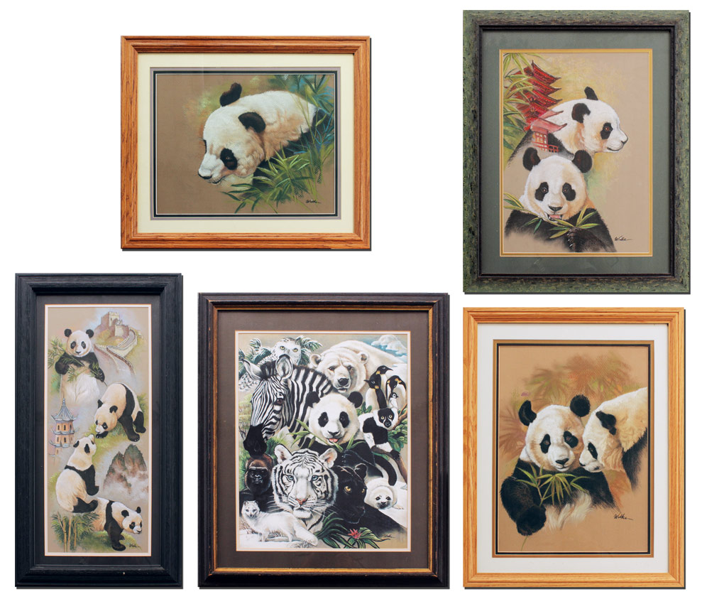 Appraisal: WILKE TADENA Patricia American Piece Panda Art Lot to include