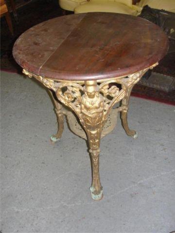 Appraisal: th Cent Ornate Iron Base English Tavern Table with a